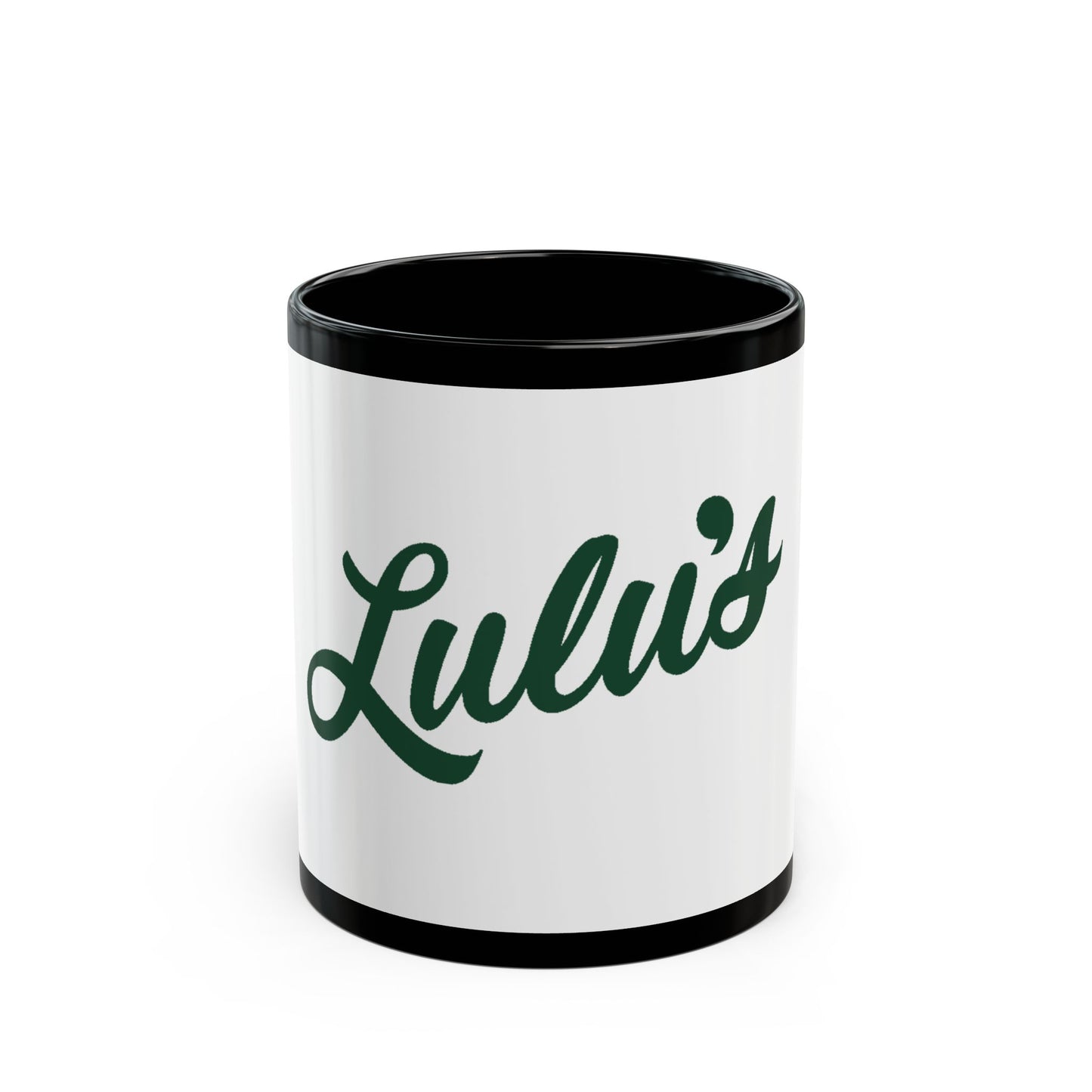 Lulu's Kitchenette Black Mug - Double Sided Classic Logo