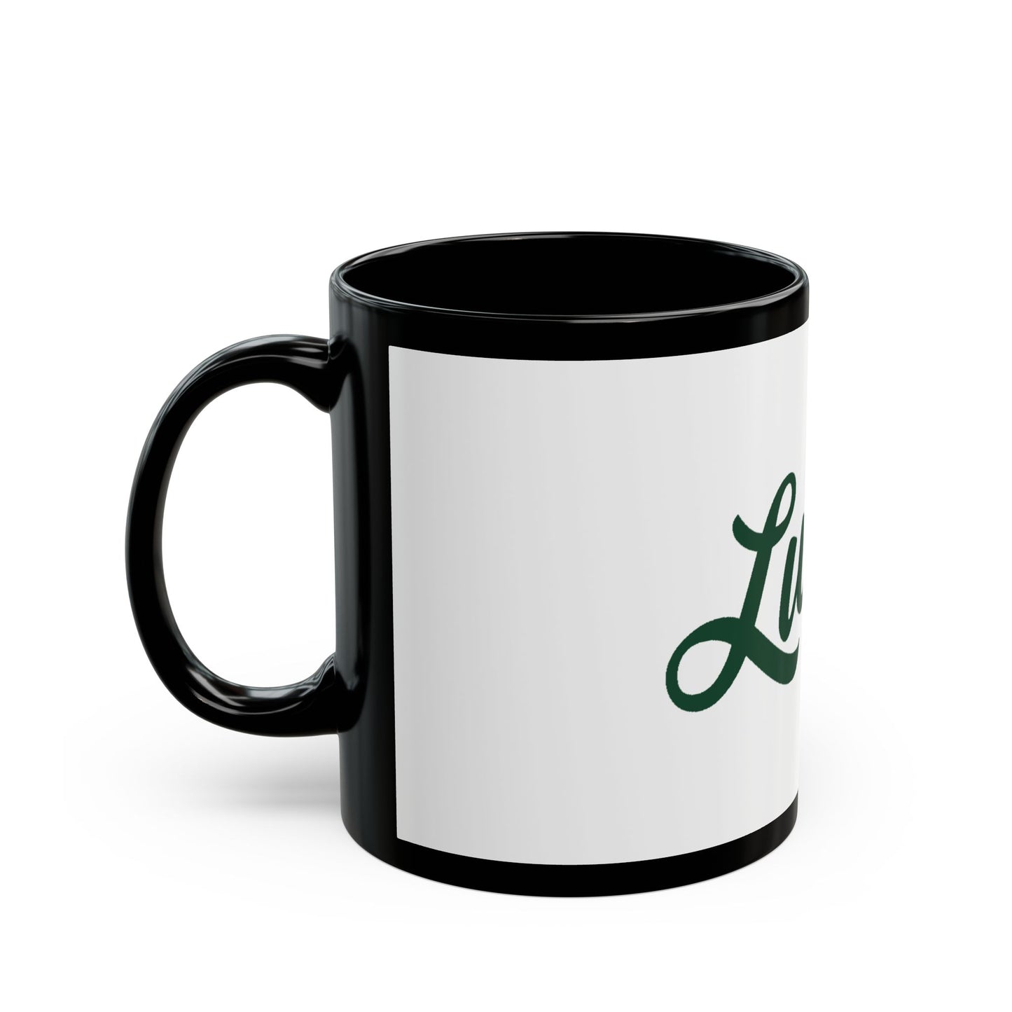Lulu's Kitchenette Black Mug - Double Sided Classic Logo
